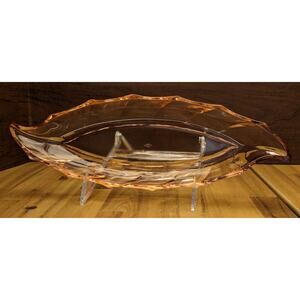 Vintage Heisey Glass Twist Relish Serving Dish Hallmark Pink Flamingo Delicate